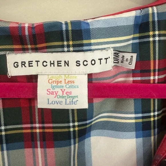 Gretchen Scott Designs Red Plaid Women's Top Size Diva XXXL 18 Tartan Christmas - Picture 2 of 2